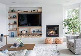 Living Room With Fireplace And Tv On