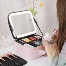 make up bag with led mirror