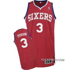Allen Iverson Authentic In Red Adidas Nba Philadelphia 76ers