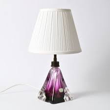mid century purple glass table lamp