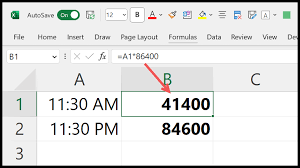 into seconds in excel formula