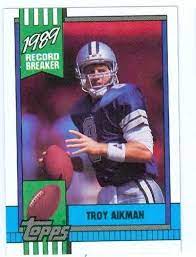 1989 score 270 troy aikman. Troy Aikman Football Card Dallas Cowboys 1990 Topps 3 Rookie Record Breaker