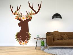 Wall Decal Deer Flower Wall Art