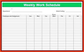 Work Assignment Schedule Template