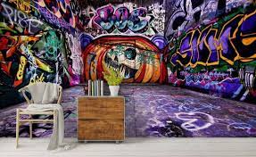3d Graffiti Wall Floor House Wallpaper