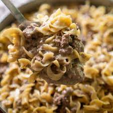 ground beef stroganoff shaken together