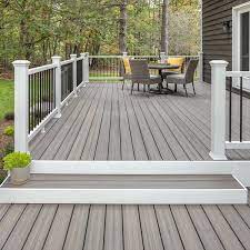 grooved edge grey composite deck board