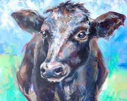 Big Cow On Canvas Rustic Farm Art