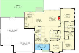 Sq Ft Home Plan With Large 3 Car Garage