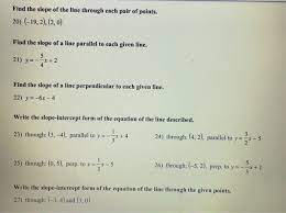 find the slope of the line through each