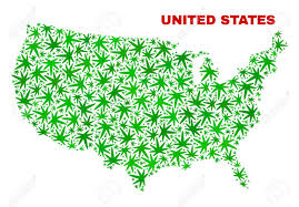Vector Cannabis United States Map Collage Template With Green