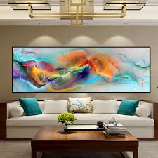 Blue Yellow Cloud Abstract Oil Painting