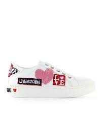 Love Moschino Love Moschino Womens Ja15113g18if0100 White Leather Sneakers