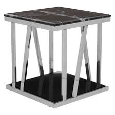 Orion Black Marble Top Side Table With