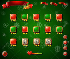 Game Template With Christmas Theme In Green Illustration Royalty