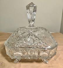 vintage cut crystal footed lidded candy