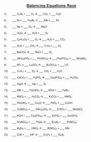 balancing chemical equation worksheet
