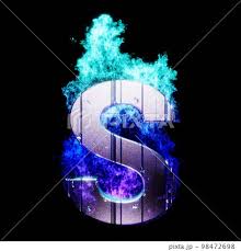 letter s in blue flame burning letters