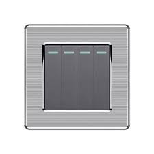 Stainless Steel Gray Modern Wall 4 Gang