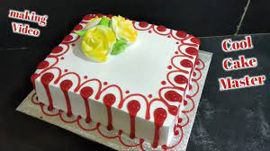 square cake red gel decoration