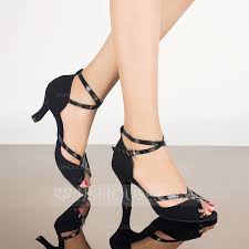Womens Patent Leather Suede Heels Sandals Latin With Ankle Strap Dance Shoes 053071140