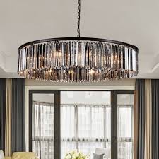 Smoke Crystal Round Hanging Light Modern Fashion 8 Heads Indoor Lighting Fixture For Restaurant Beautifulhalo Com
