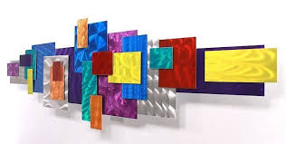 Geometric Metal Wall Art Multi Color 3d