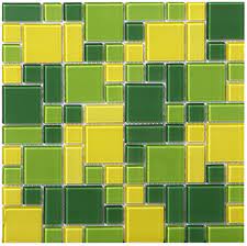 Turquoise And Yellow Glass Mosaic Tile