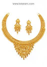 22k gold necklace earrings set gs2755