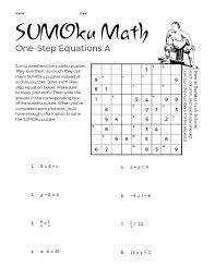 solving one step equations sudoku