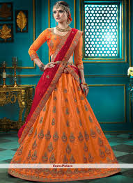 Orange Art Silk Designer Lehenga Choli
