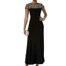 R M Richards Womens Black Beaded Black Tie Evening Boutique