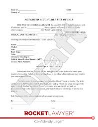 free notarized automobile bill of