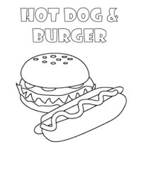 Hot dog and hamburger coloring page. Burger And Hot Dog Coloring Pages Playing Learning