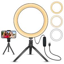 10 Led Ring Light With Tripod Stand Phone Holder Dimmable Desk Makeup Ring Light Perfect For Live Streaming Youtube Video Best Buy Canada