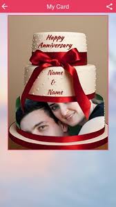 name and photo on anniversary cake on