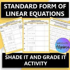 Linear Equations Graphs Tables Shade