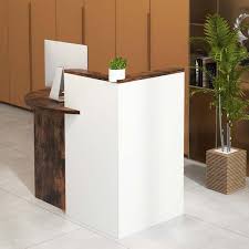 Brown Wood Front Reception Counter Desk