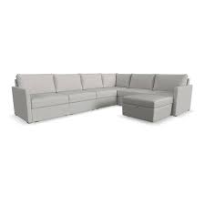 Flex Frost 6 Seat Sectional With Narrow Arm And Storage Ottoman
