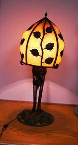 60707 art deco figural table lamp with glass shade. Modern French Reproduction Art Deco Wrought Iron Table Lamp Yellow Glass Shade Ebay