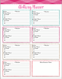Free Printable Vacation Clothing Planner Day Night