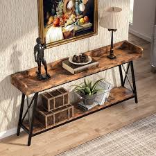 Byblight Turrella 70 9 In Wood Extra Long Console Table Behind Couch Narrow Sofa Table For Living Room Brown