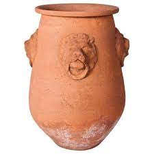 Large Terracotta Garden Pot With Lion
