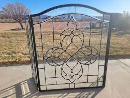 Leaded Glass Fireplace Screen For