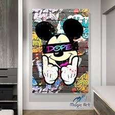 Dope Mickey Mouse Graffiti Canvas Wall
