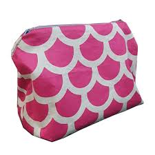pink scales zip pouch makeup bag