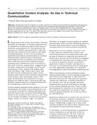 Discussion alerting the evaluator to issues that should be explored in a survey of program participants, followed by the survey, which in turn is followed by indepth interviews to clarify some of the survey findings (exhibit 12). Pdf Quantitative Content Analysis Its Use In Technical Communication Laura Palmer And Ryan Boettger Academia Edu