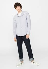 Mango Soliso Formal Shirt Grey Men 100 High Quality