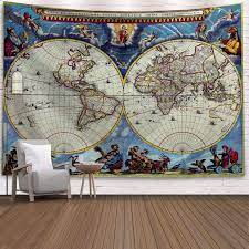 World Map 3d Print Polyester Geometric