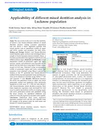Pdf Applicability Of Different Mixed Dentition Analysis In